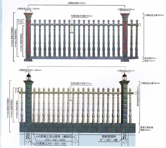 詳解，混泥土式護(hù)欄的柱頭配件